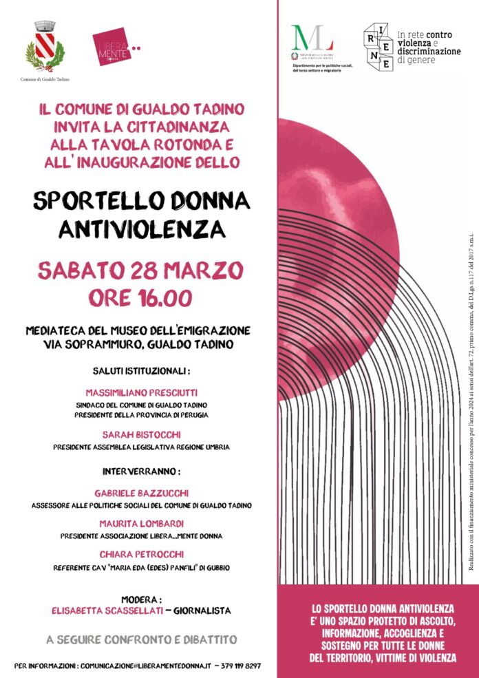 Inaugurazione Sportello Antiviolenza Gualdo Tadino - Sab. 28 Mar. Ore 16